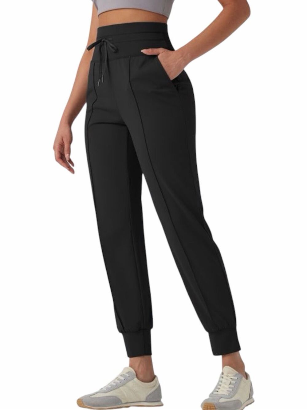 HALARA High Waisted Drawstring Quick Dry Yoga Joggers Black Large